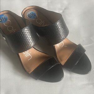 Calvin Klein Black Textured Sandals